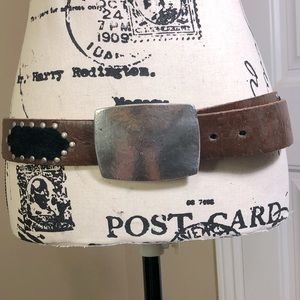 Genuine FOX Leather w/ Suede Belt w/ Textured Buckle
